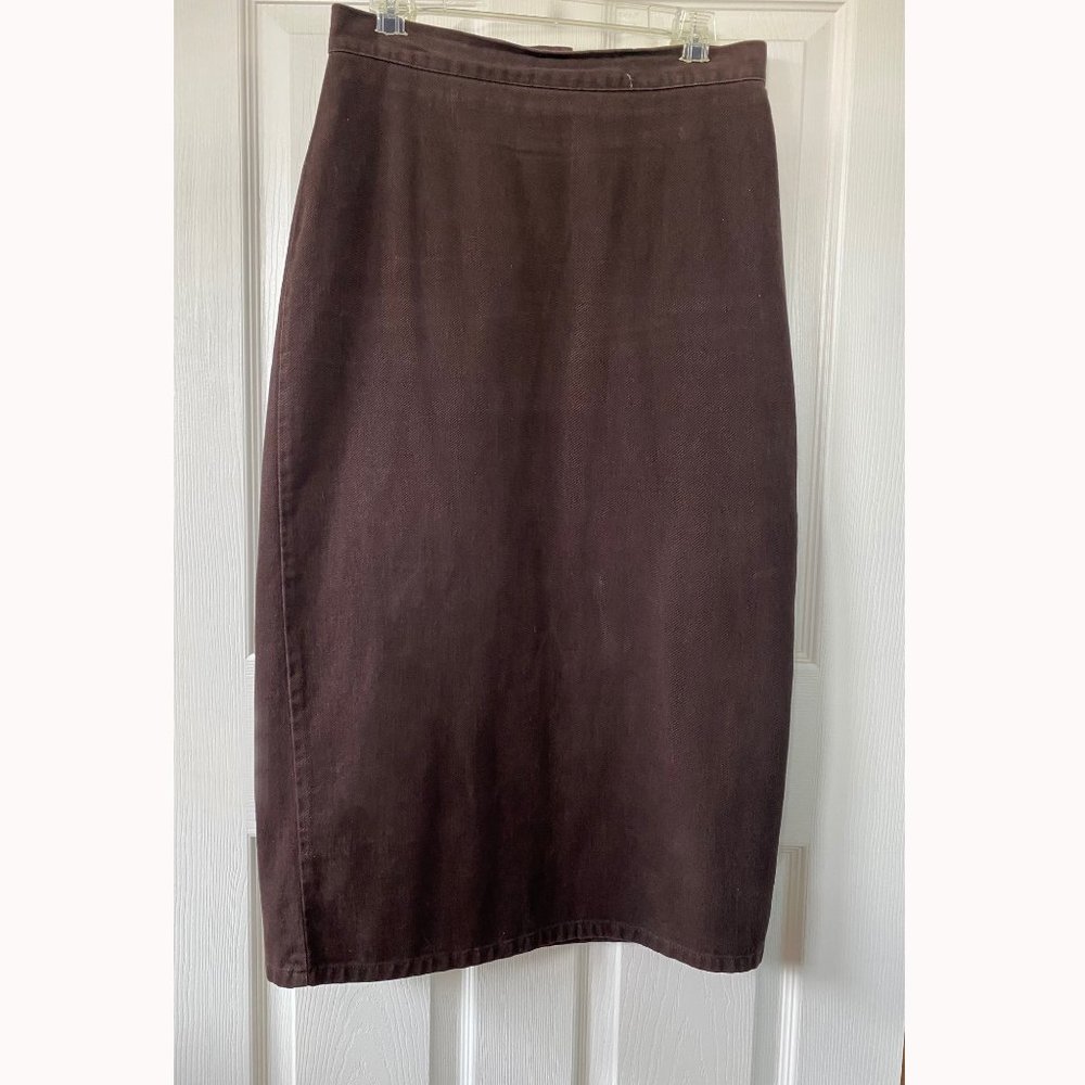 “Honors” Size 10, 100% cotton, cocoa brown denim jean  western-style skirt